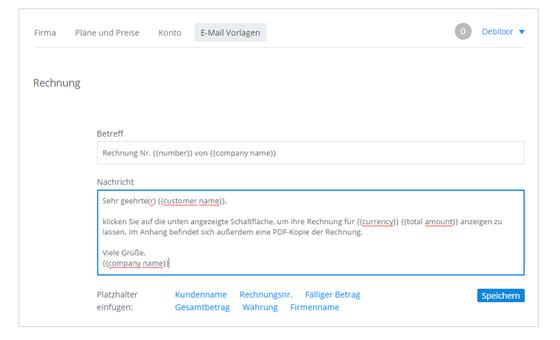 Erstelle E Mail Vorlagen In Deinem Eigenen Stil Debitoor Rechnung