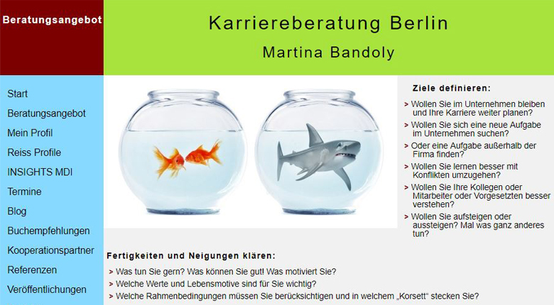 Website von Karriereberaterin Martina Bandoly