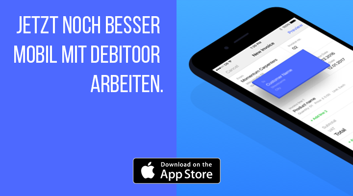 Screenshot mobiles Rechnungsprogramm Debitoor