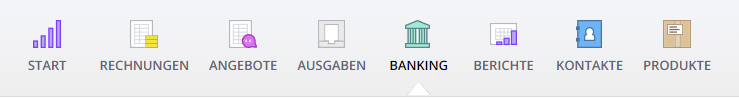 Screenshot Menü Rechnungsprogramm Banking