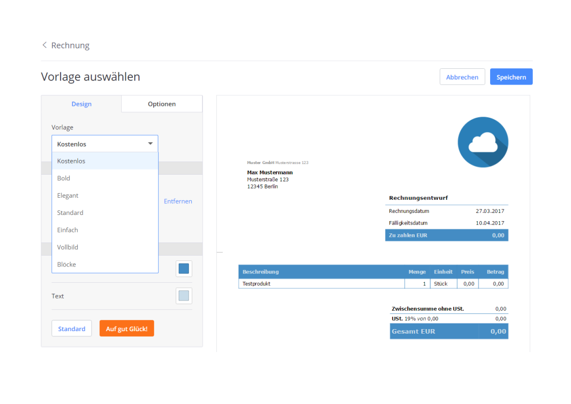 Gestaltung Deiner Rechnung Bearbeiten Debitoor